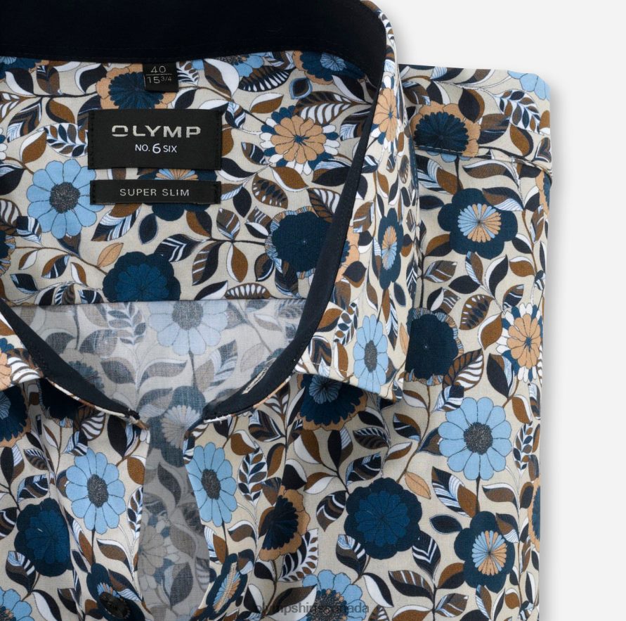 OLYMP No Six Super Slim Business Shirt Modern Kent Natural H2P42H220 Clothing