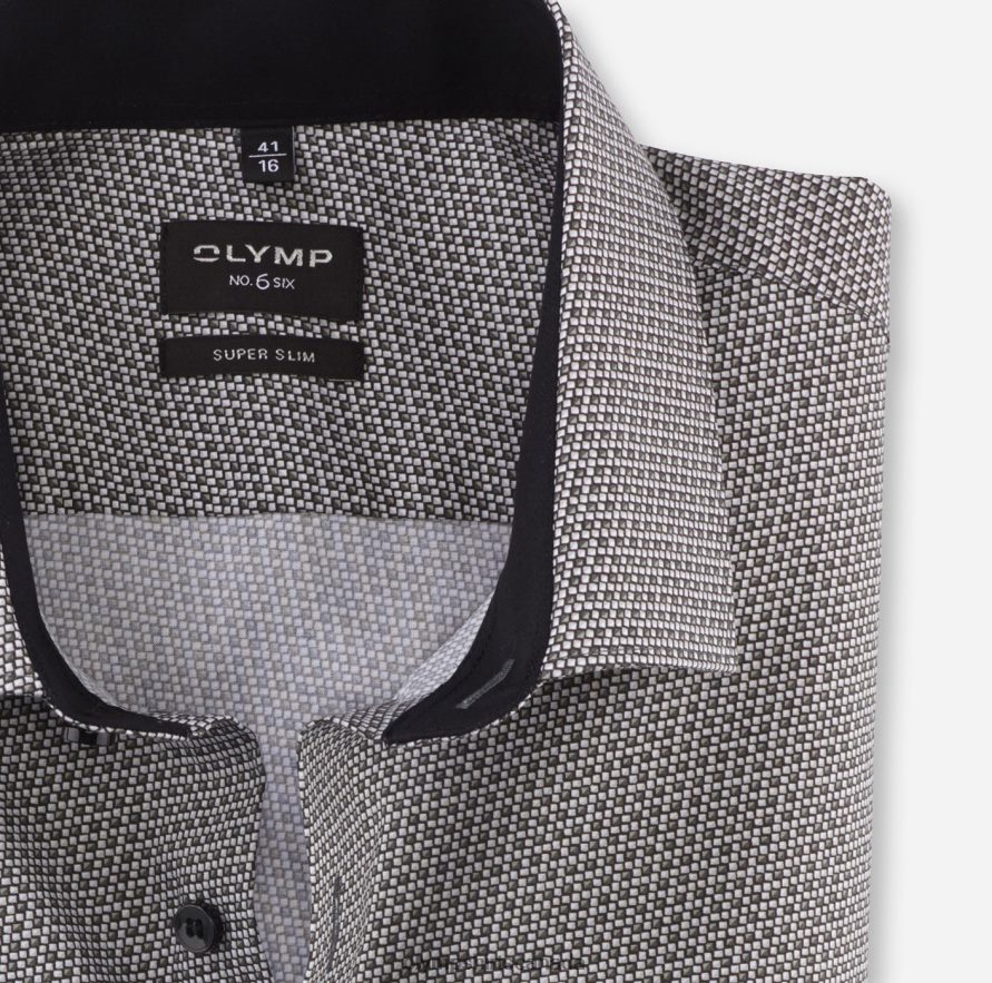OLYMP No Six Super Slim Business Shirt Modern Kent Olive H2P42H108 Clothing