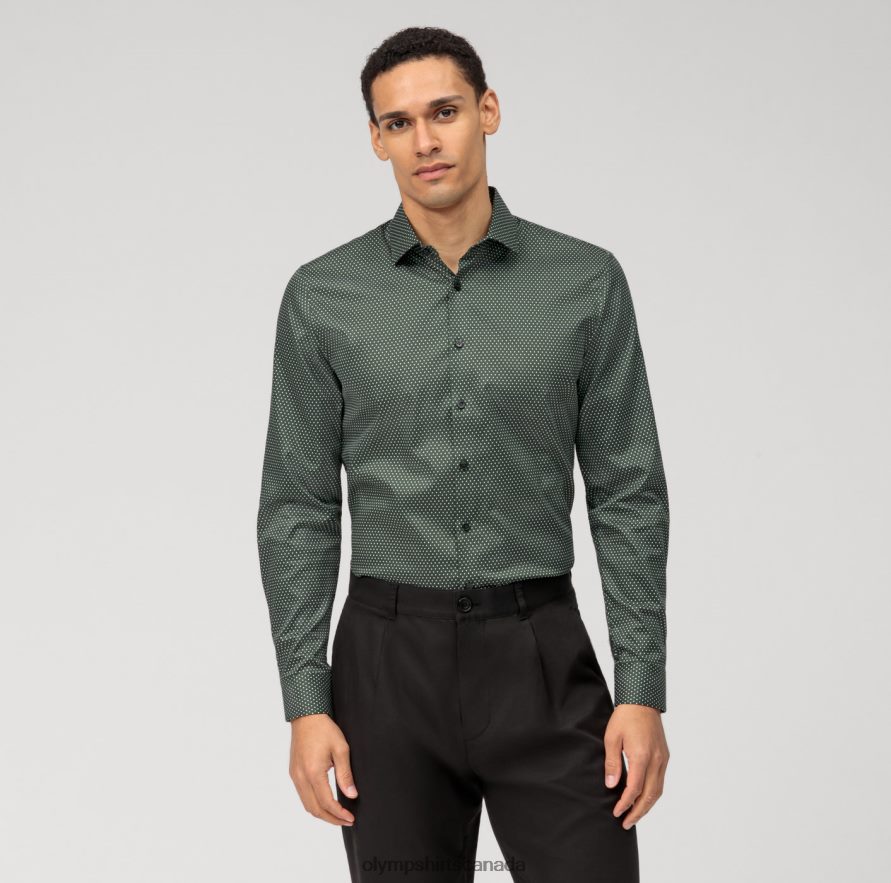 OLYMP No Six Super Slim Business Shirt Modern Kent Olive H2P42H51 Clothing