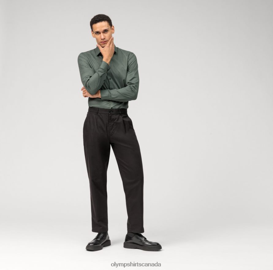 OLYMP No Six Super Slim Business Shirt Modern Kent Olive H2P42H51 Clothing
