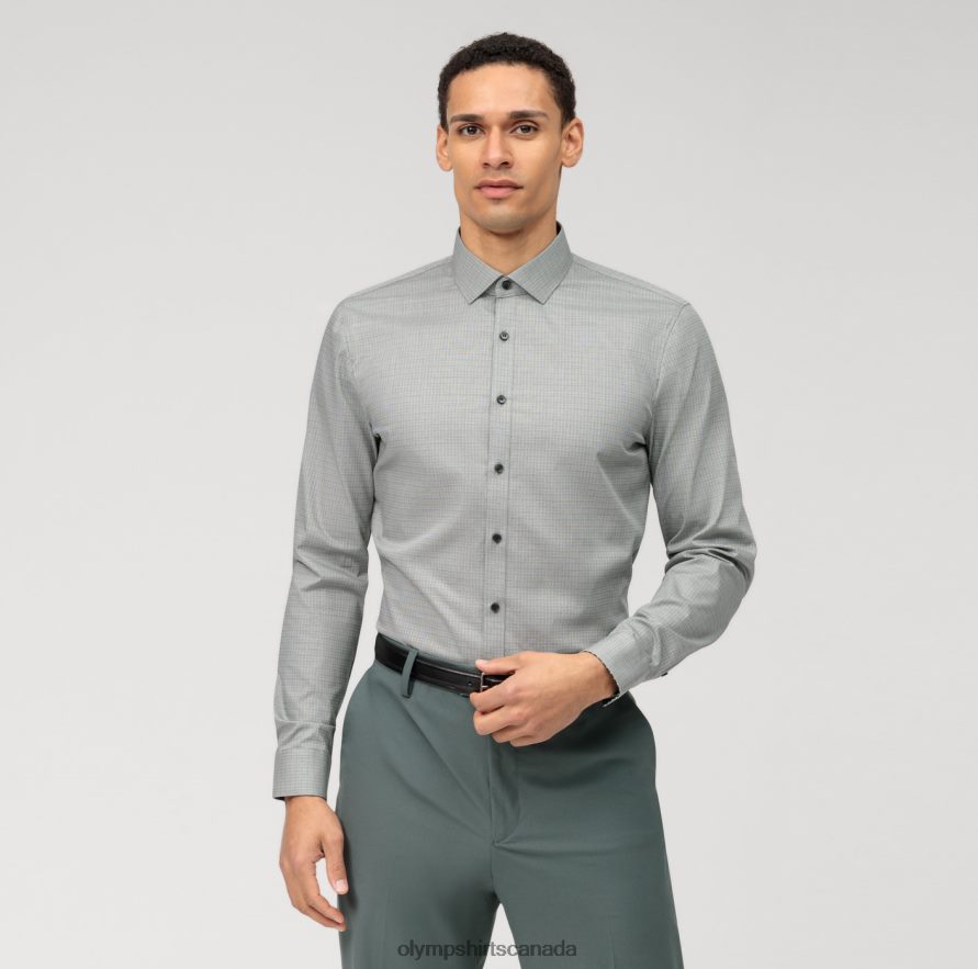 OLYMP No Six Super Slim Business Shirt Modern Kent Olive H2P42H63 Clothing