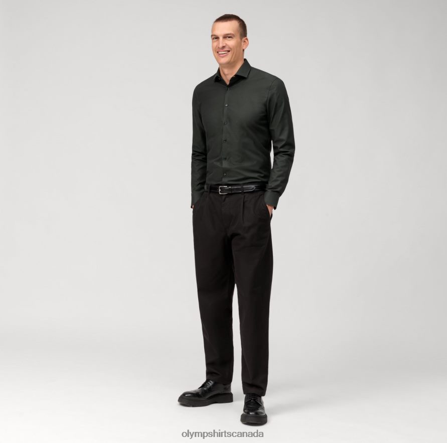 OLYMP No Six Super Slim Business Shirt Modern Kent Olive H2P42H77 Clothing