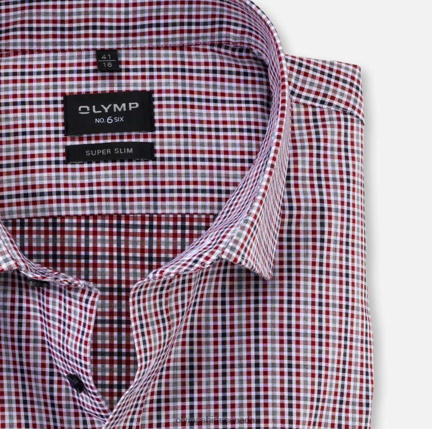 OLYMP No Six Super Slim Business Shirt Modern Kent Red H2P42H244 Clothing