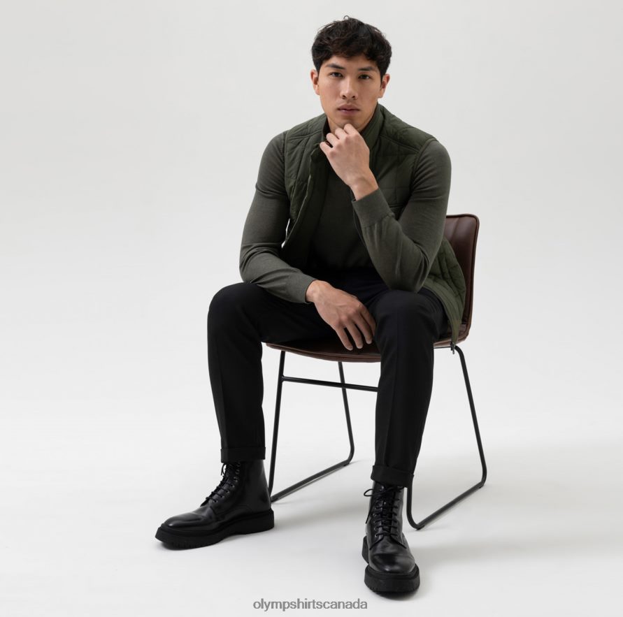 OLYMP Sweat Modern Fit Vest Olive H2P42H2189 Clothing