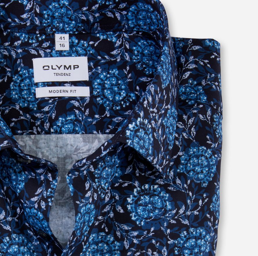 OLYMP Tendenz Modern Fit Business Shirt New Kent Marine H2P42H1729 Clothing