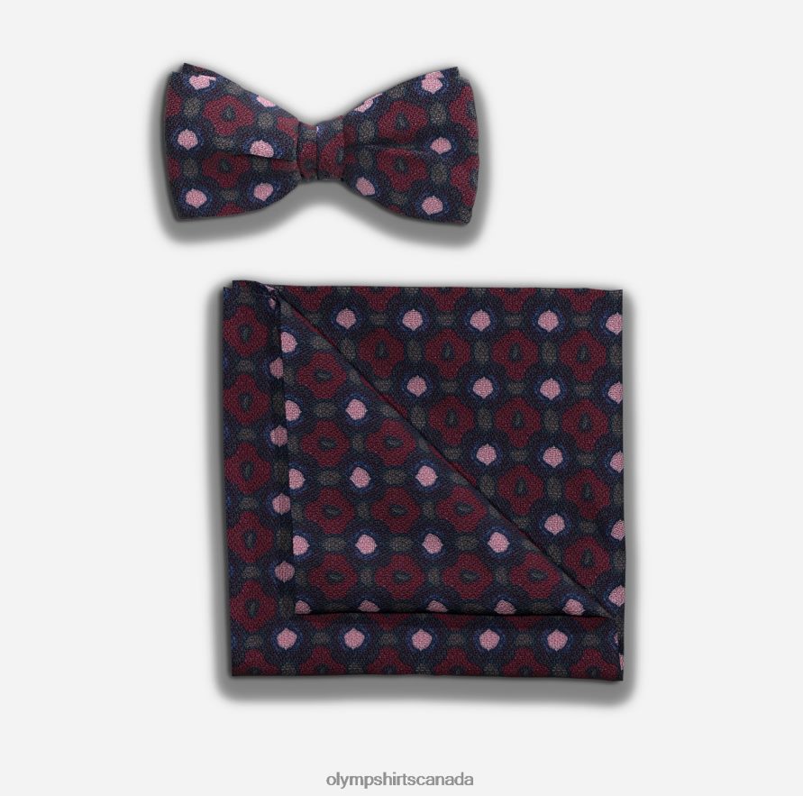 OLYMP Bow Tie / Pocket Square Set Dark Red H2P42H2645 Accessories