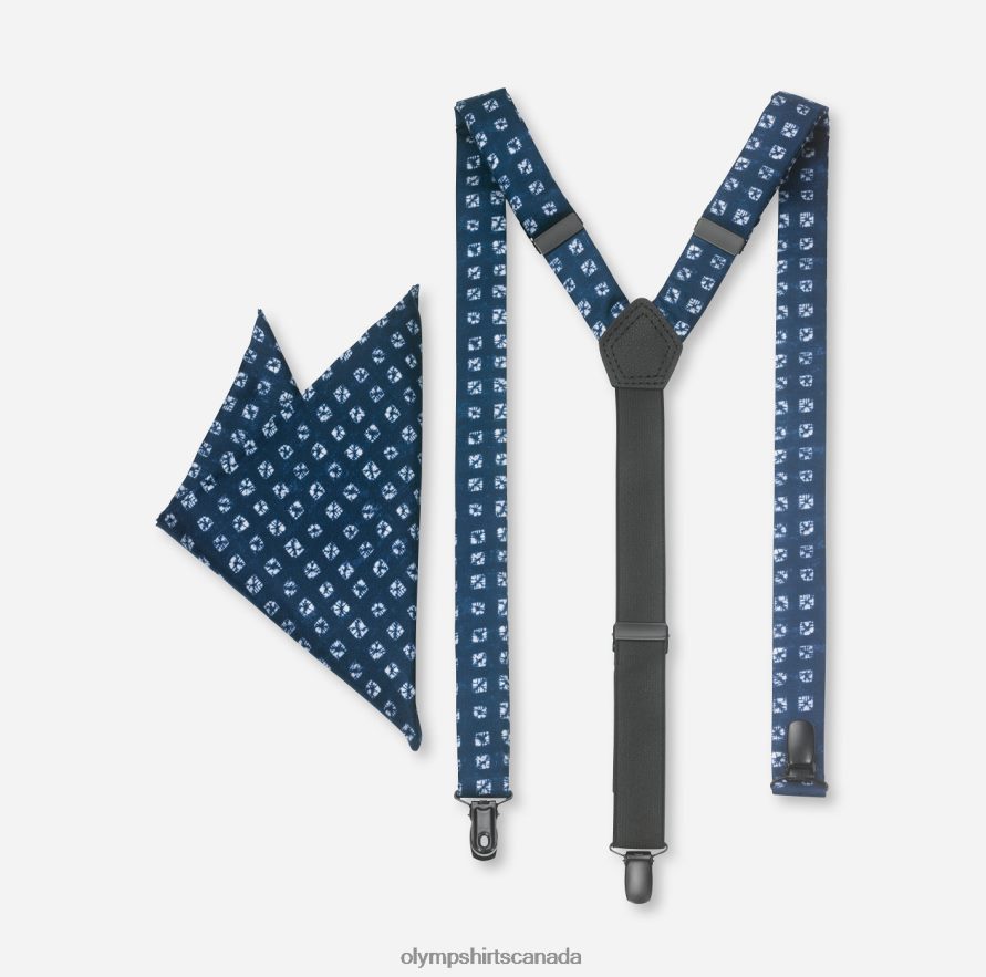 OLYMP Suspenders Set / Pocket Square Set Marine H2P42H2661 Accessories
