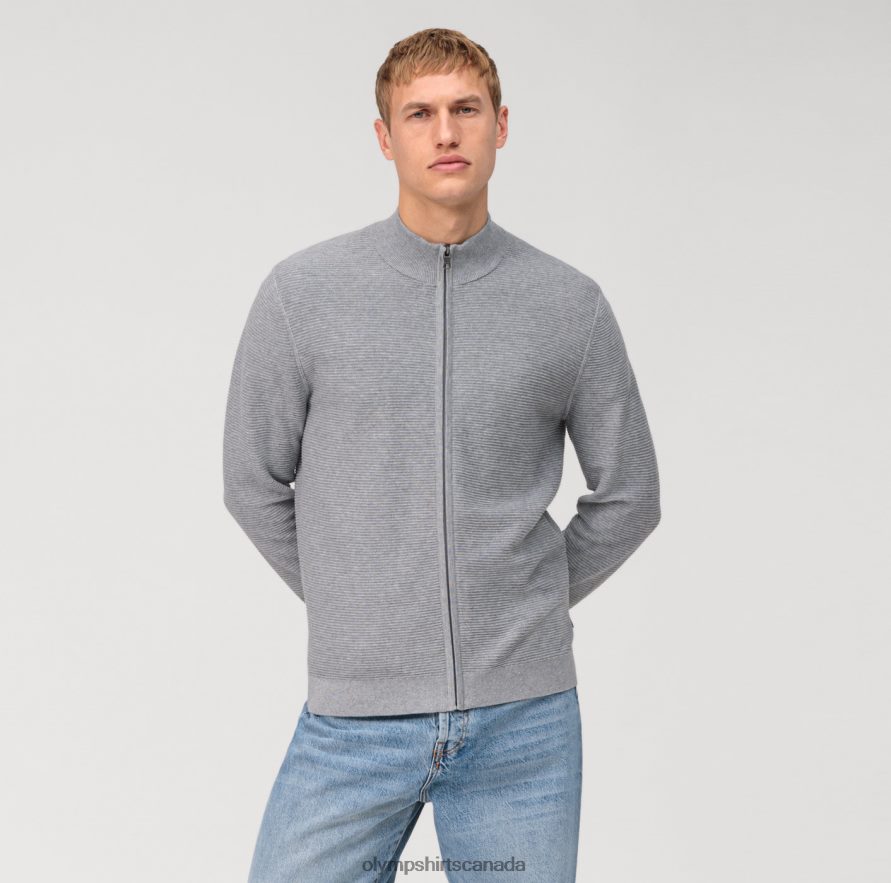 OLYMP Casual Knitwear Cardigan, Grey H2P42H1933 Clothing