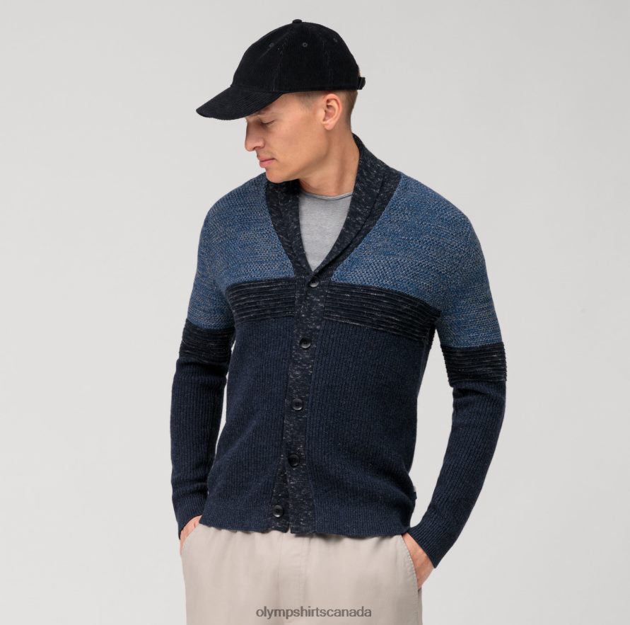 OLYMP Casual Knitwear Cardigan, Marine H2P42H1935 Clothing
