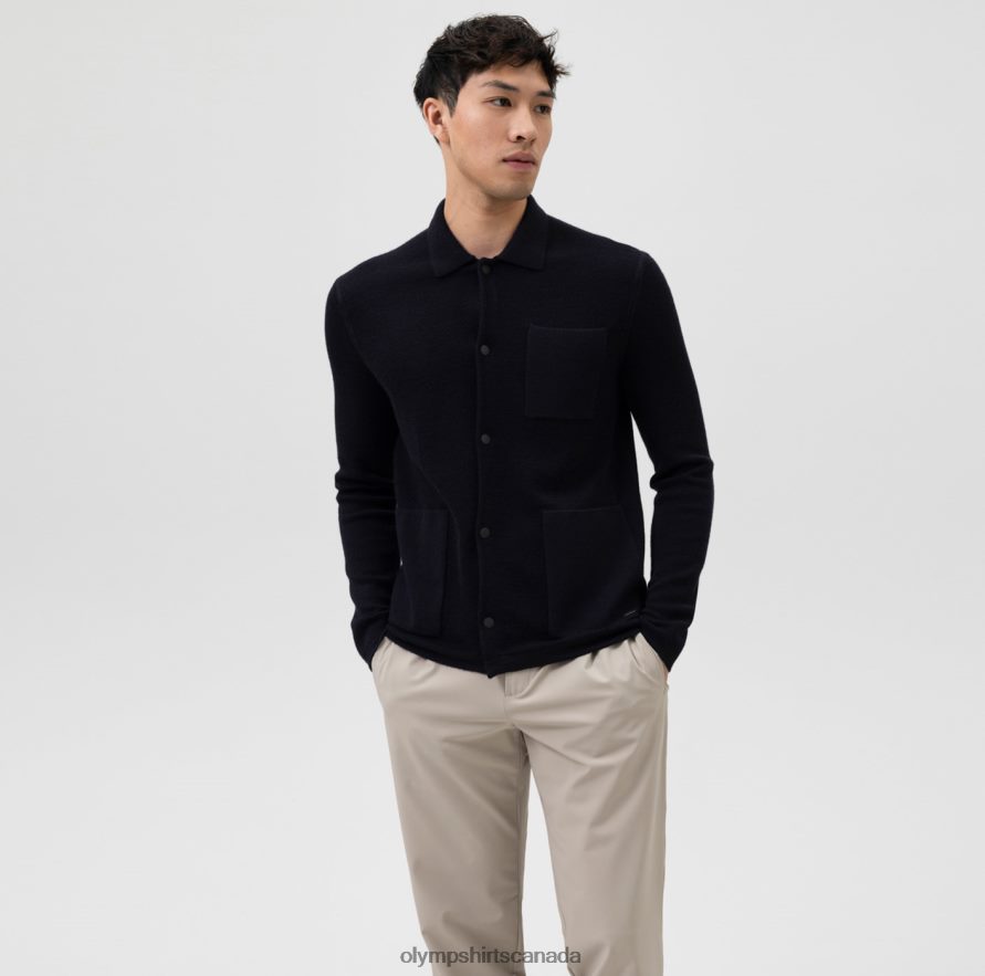 OLYMP Level Five Knitwear Body Fit, Jacket Polo Collar, Marine H2P42H1944 Clothing