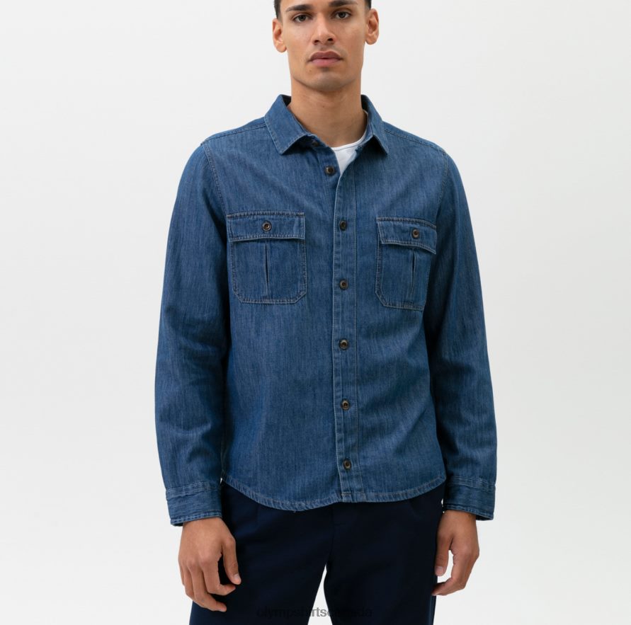 OLYMP Casual Overshirt, Casual Shirt, Kent, Indigo H2P42H1974 Clothing