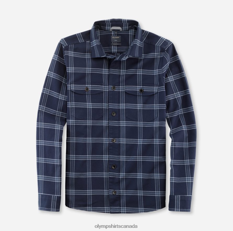OLYMP Casual Overshirt, Casual Shirt, Kent, Marine H2P42H1976 Clothing