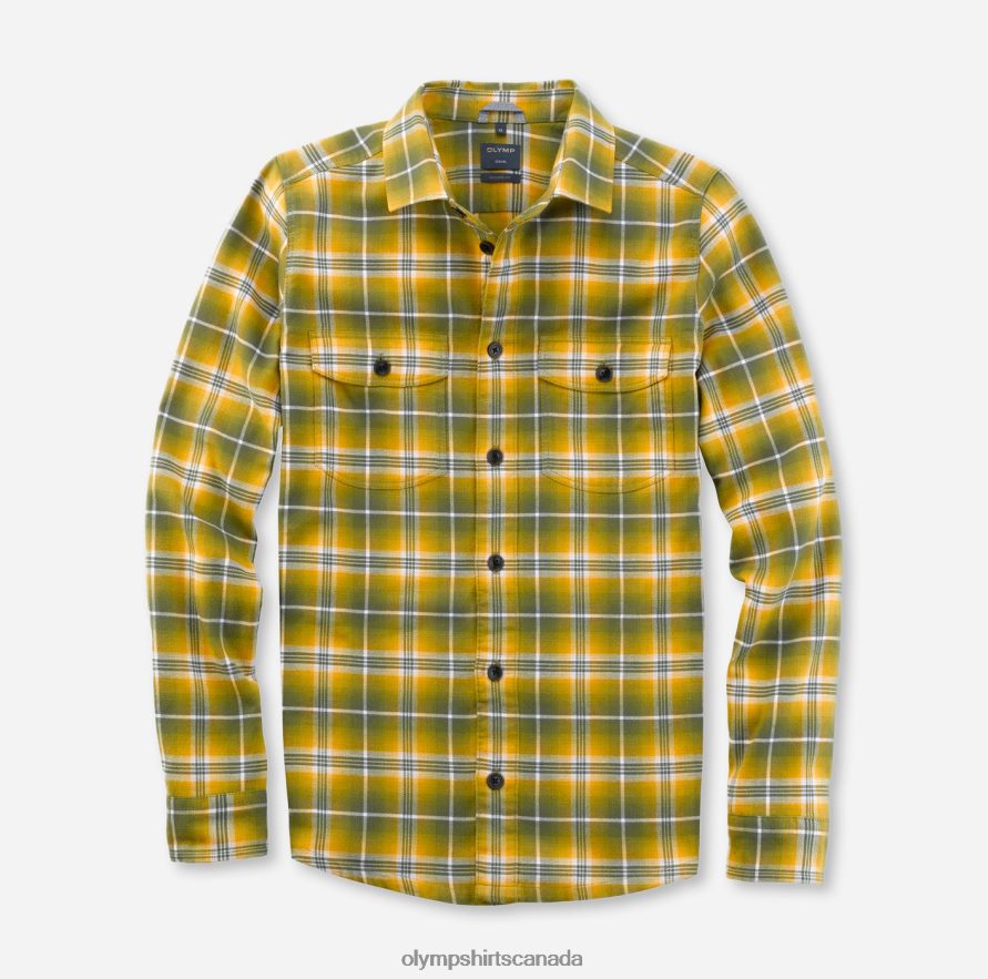 OLYMP Casual Overshirt, Casual Shirt, Kent, Olive H2P42H1986 Clothing