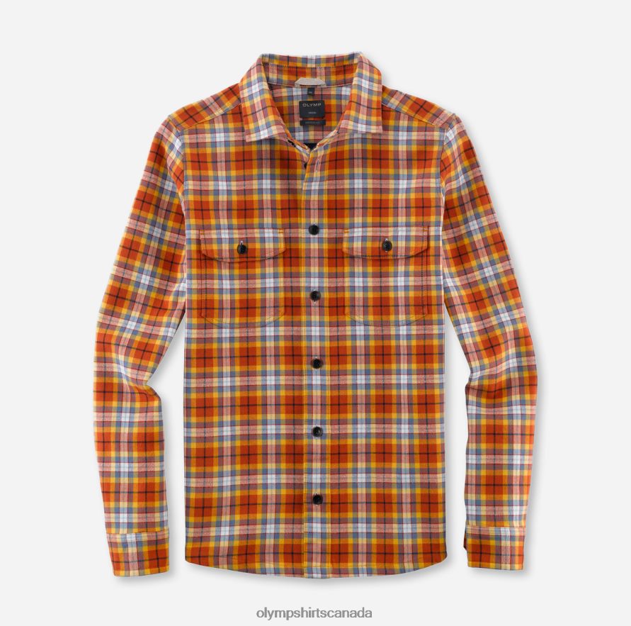 OLYMP Casual Overshirt, Casual Shirt, Kent, Orange H2P42H1969 Clothing