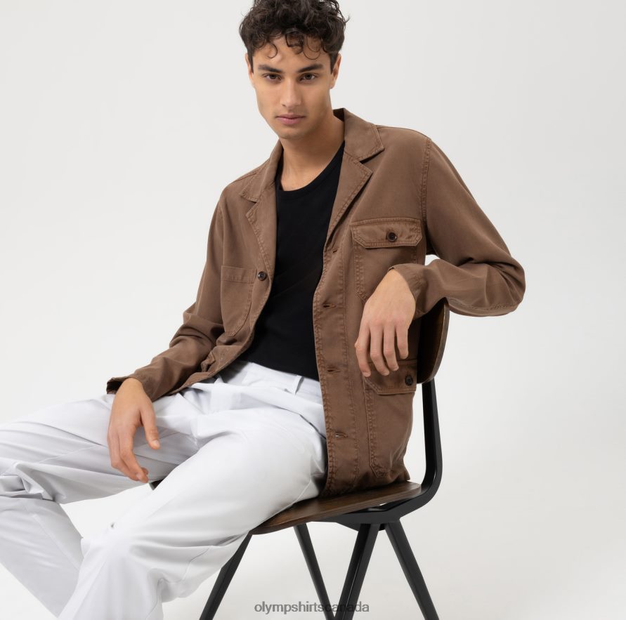 OLYMP Level Five Smart Casual Overshirt, Casual Shirt, Brown H2P42H1961 Clothing