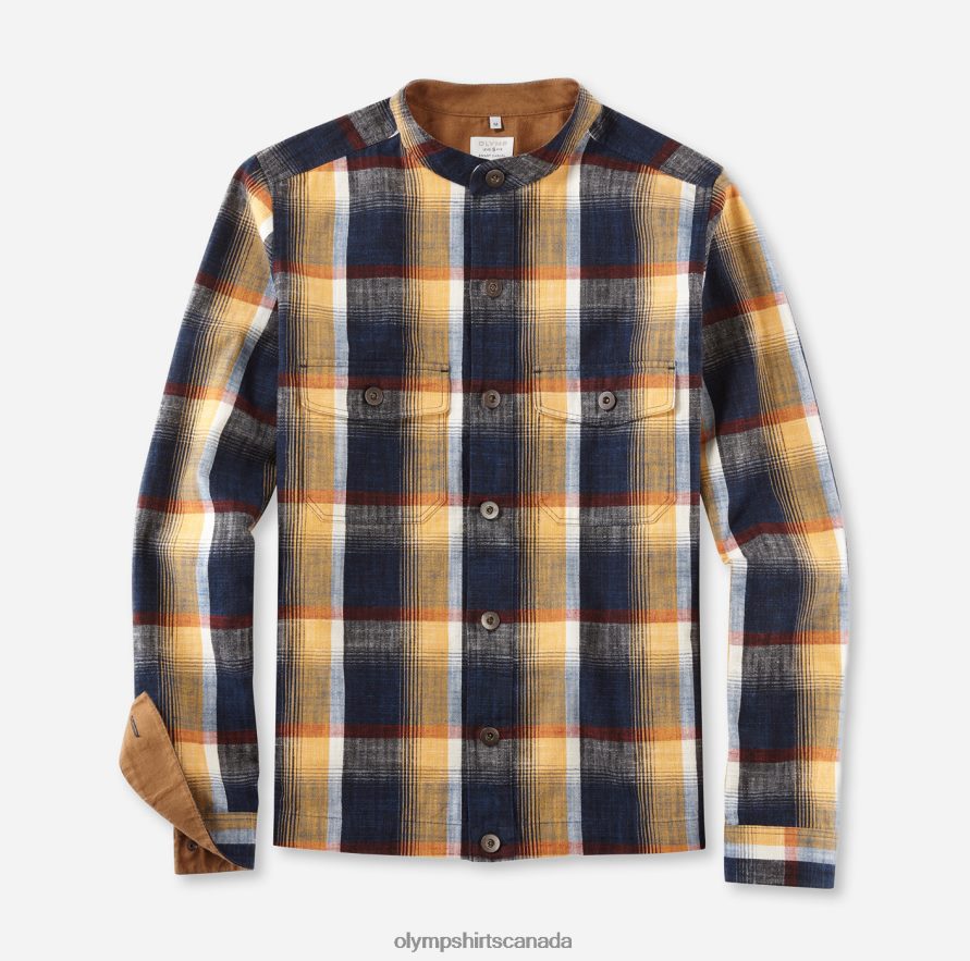 OLYMP Level Five Smart Casual Overshirt, Casual Shirt, Stand-Up Collar, Marine H2P42H1963 Clothing