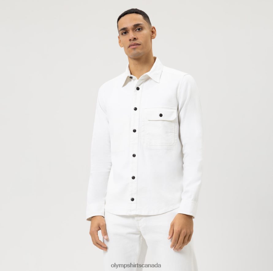 OLYMP Level Five Smart Casual Overshirt, Casual Shirt, White H2P42H1949 Clothing