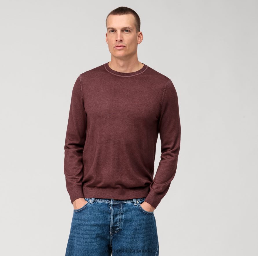OLYMP Casual Knitwear Pullover, Barolo H2P42H1751 Clothing