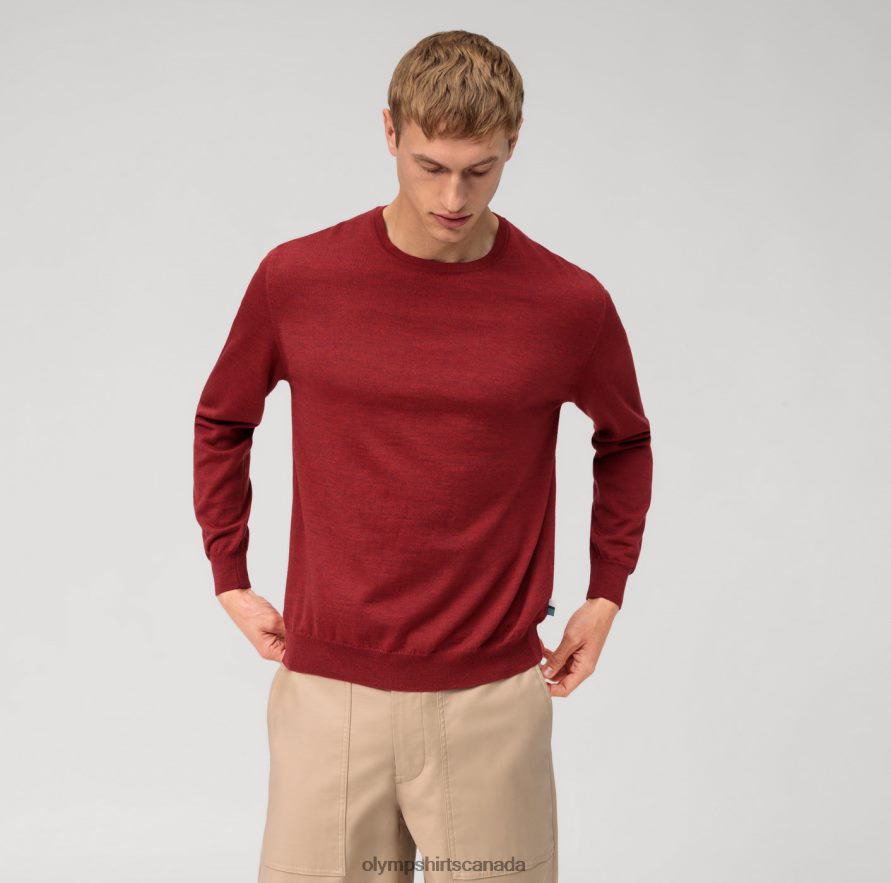 OLYMP Casual Knitwear Pullover, Barolo H2P42H1773 Clothing