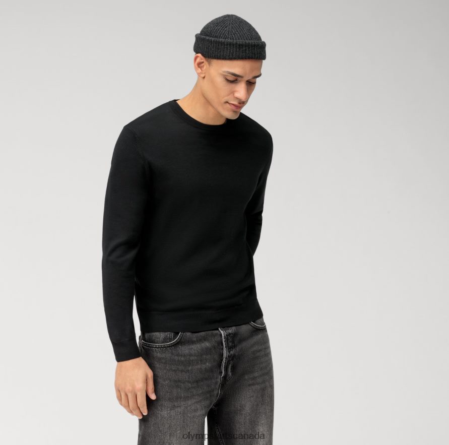 OLYMP Casual Knitwear Pullover, Black H2P42H1806 Clothing