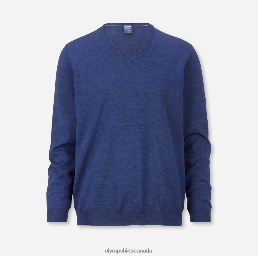 OLYMP Casual Knitwear Pullover, Blue H2P42H1872 Clothing