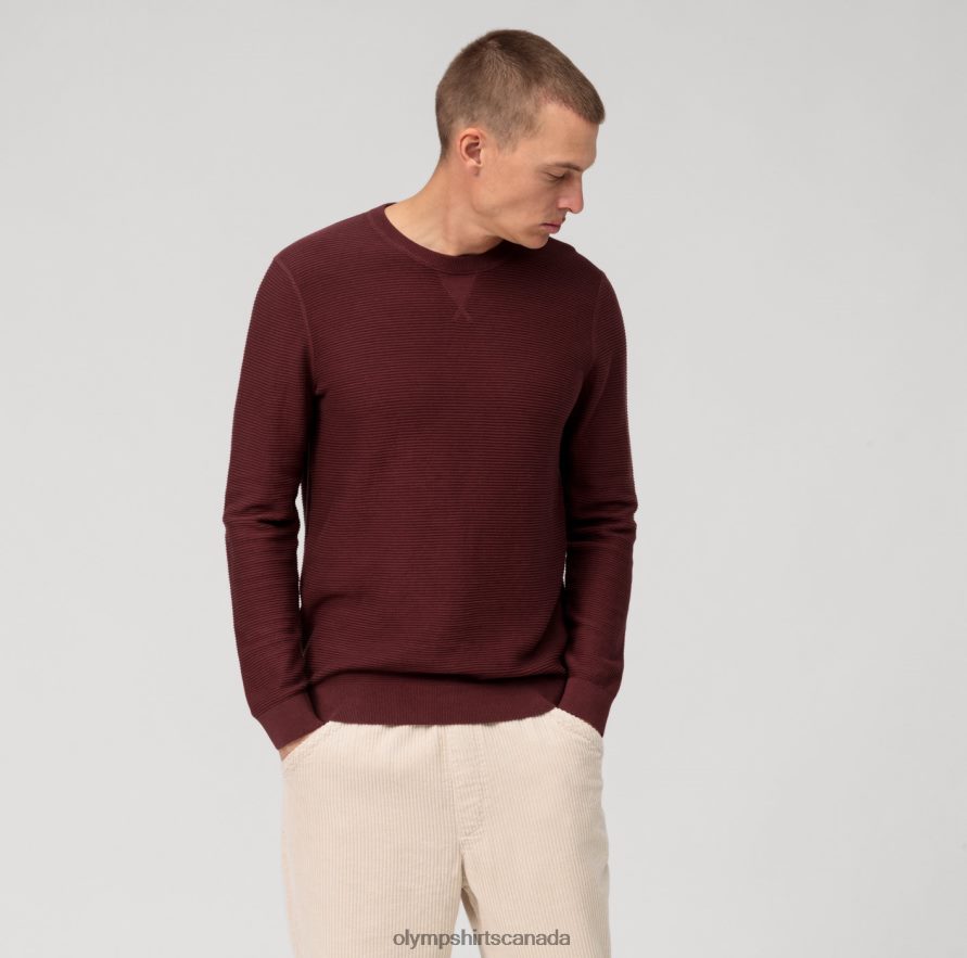 OLYMP Casual Knitwear Pullover, Chianti H2P42H1763 Clothing