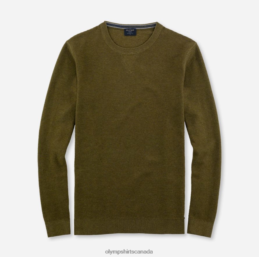 OLYMP Casual Knitwear Pullover, Khaki H2P42H1775 Clothing
