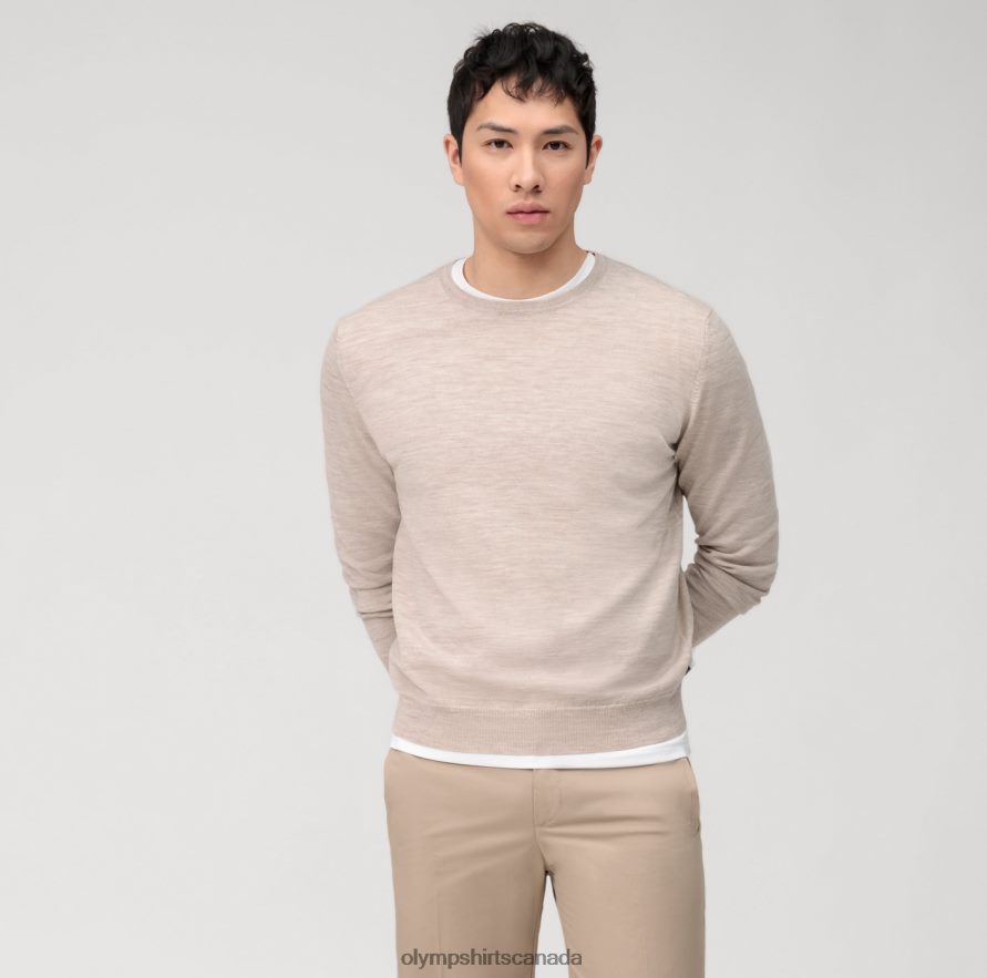 OLYMP Casual Knitwear Pullover, Light Beige H2P42H1792 Clothing