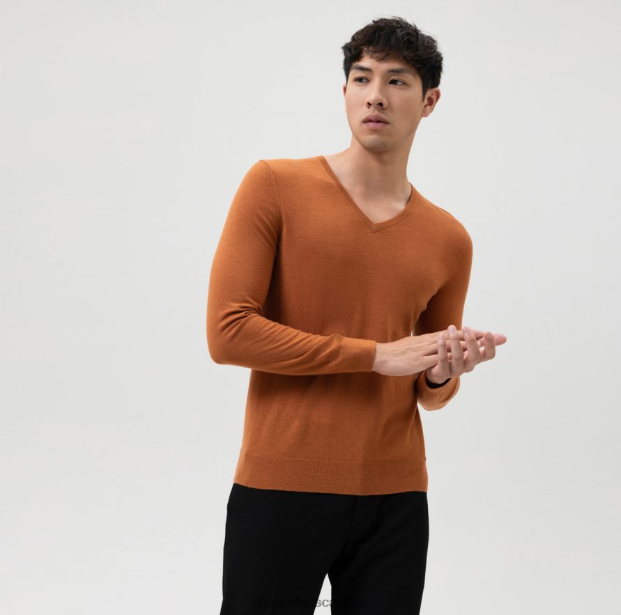 OLYMP Casual Knitwear Pullover, Mango H2P42H1865 Clothing