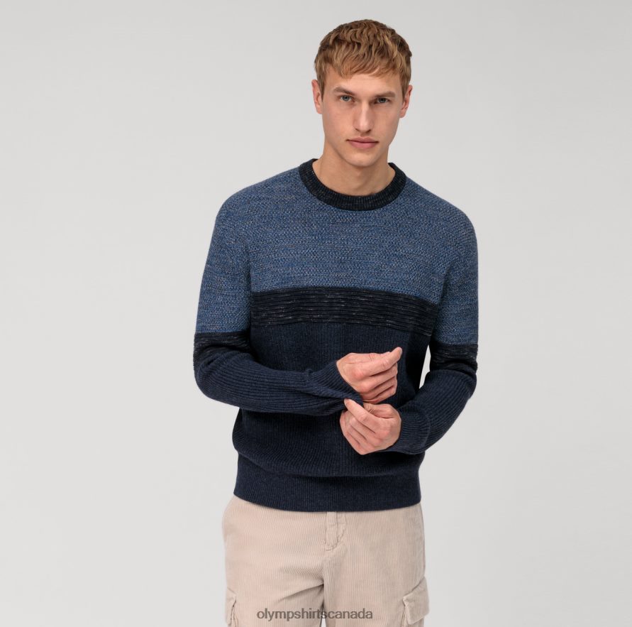 OLYMP Casual Knitwear Pullover, Marine H2P42H1784 Clothing