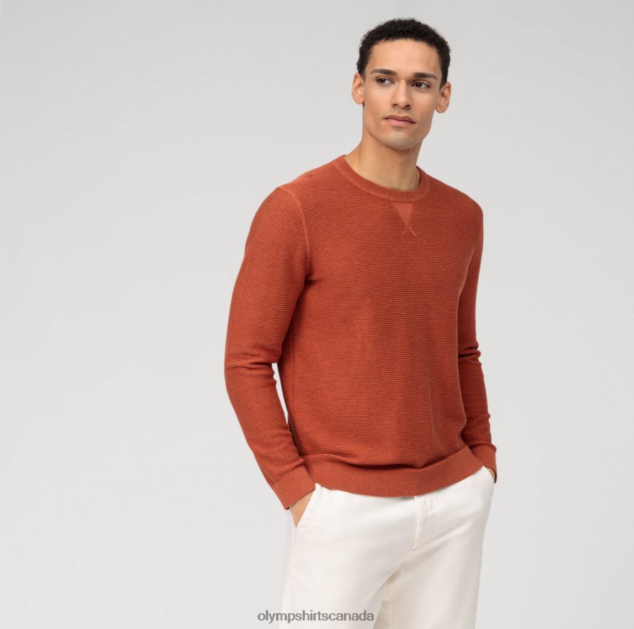 OLYMP Casual Knitwear Pullover, Nougat H2P42H1782 Clothing