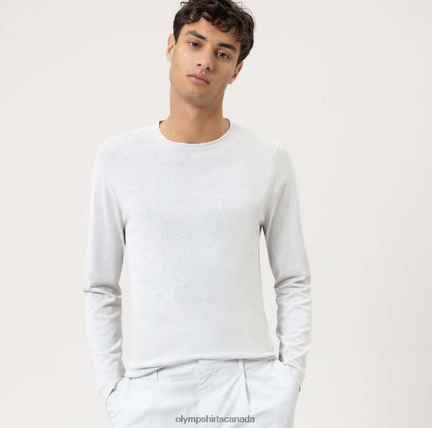 OLYMP Casual Knitwear Pullover, Off White H2P42H1836 Clothing