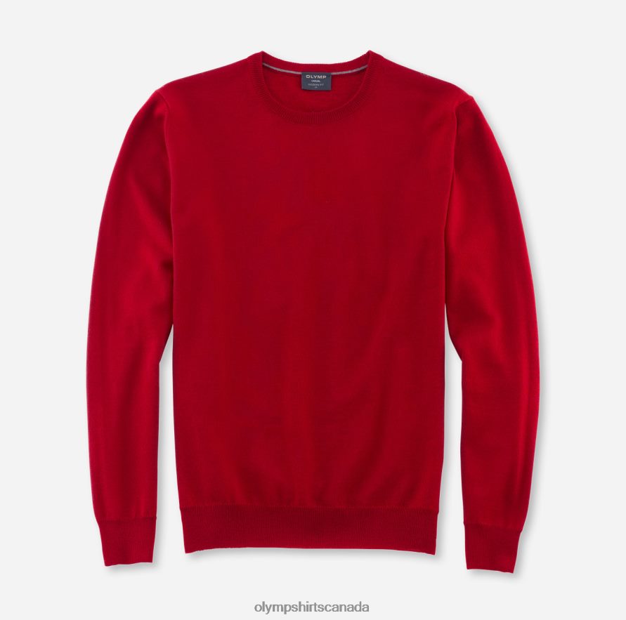 OLYMP Casual Knitwear Pullover, Red H2P42H1856 Clothing