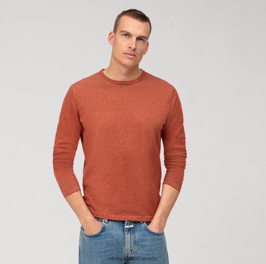 OLYMP Casual Knitwear Pullover, Reddish Brown H2P42H1817 Clothing