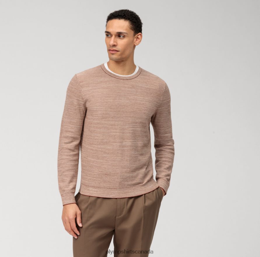 OLYMP Casual Knitwear Pullover, Reddish Brown H2P42H1818 Clothing