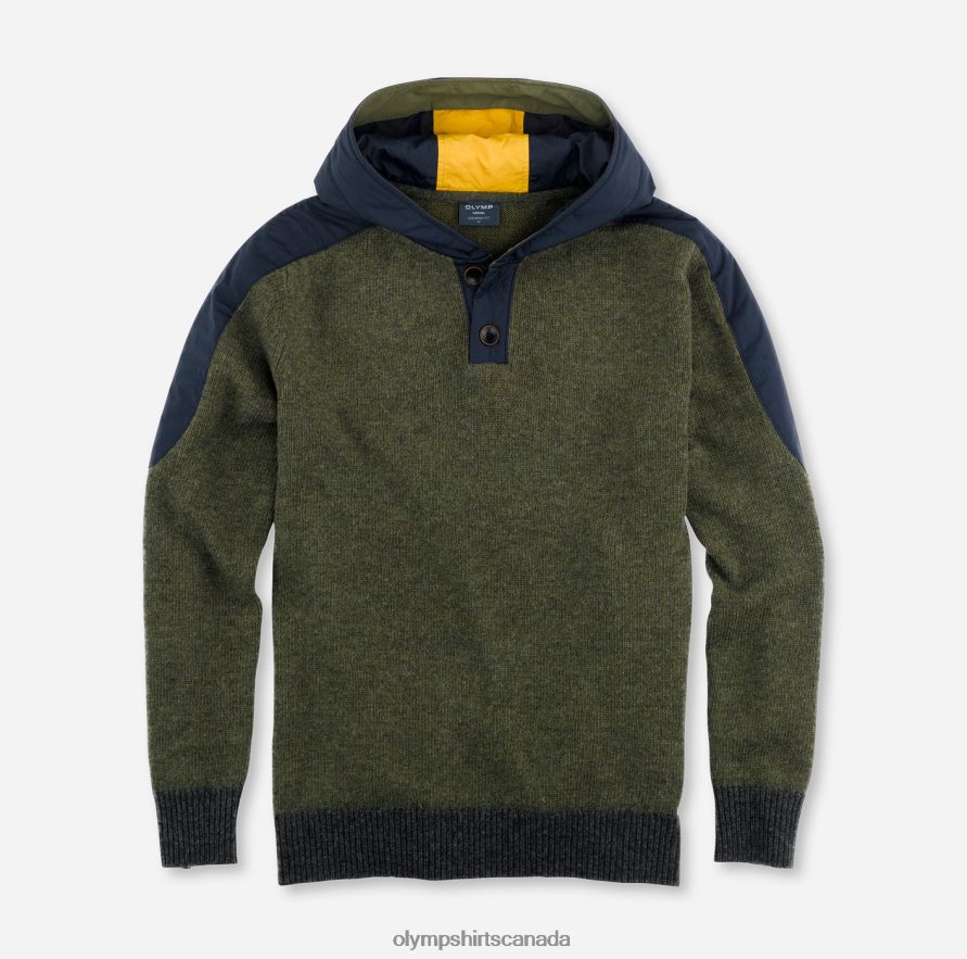 OLYMP Knitwear Modern Fit, Pullover, Olive H2P42H1854 Clothing