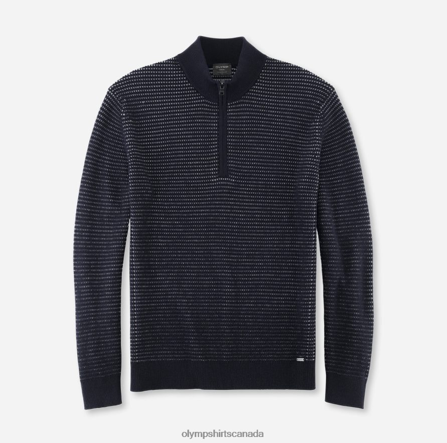 OLYMP Knitwear Modern Fit, Pullover Zipper Jacket, Marine H2P42H1837 Clothing