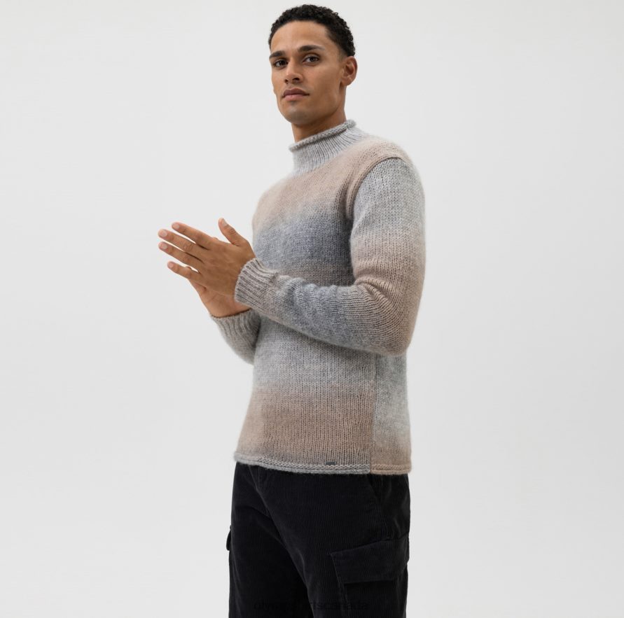 OLYMP Level Five Knitwear Body Fit, Pullover Stand-Up Collar, Grey H2P42H1848 Clothing