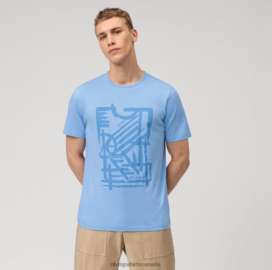 OLYMP Casual Modern Fit, T-Shirt, Light Blue H2P42H2012 Clothing