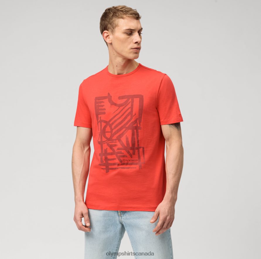 OLYMP Casual Modern Fit, T-Shirt, Red H2P42H2017 Clothing