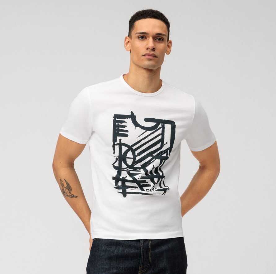 OLYMP Casual Modern Fit, T-Shirt, White H2P42H2019 Clothing