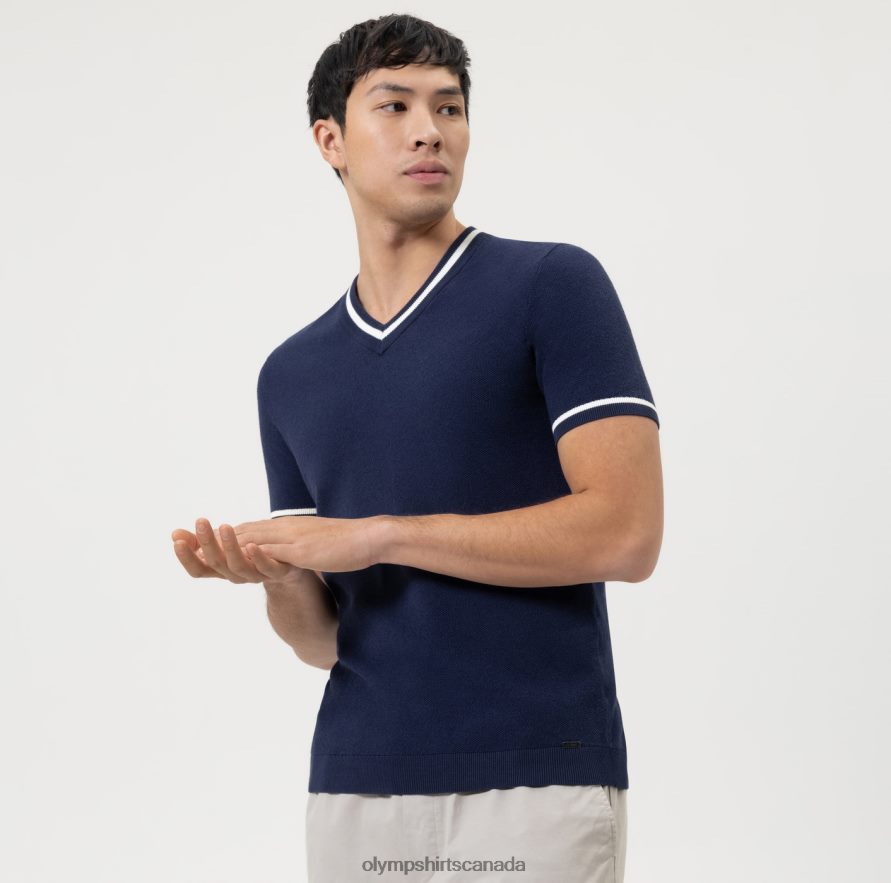 OLYMP Level Five Knitwear Body Fit, T-Shirt, Marine H2P42H2055 Clothing
