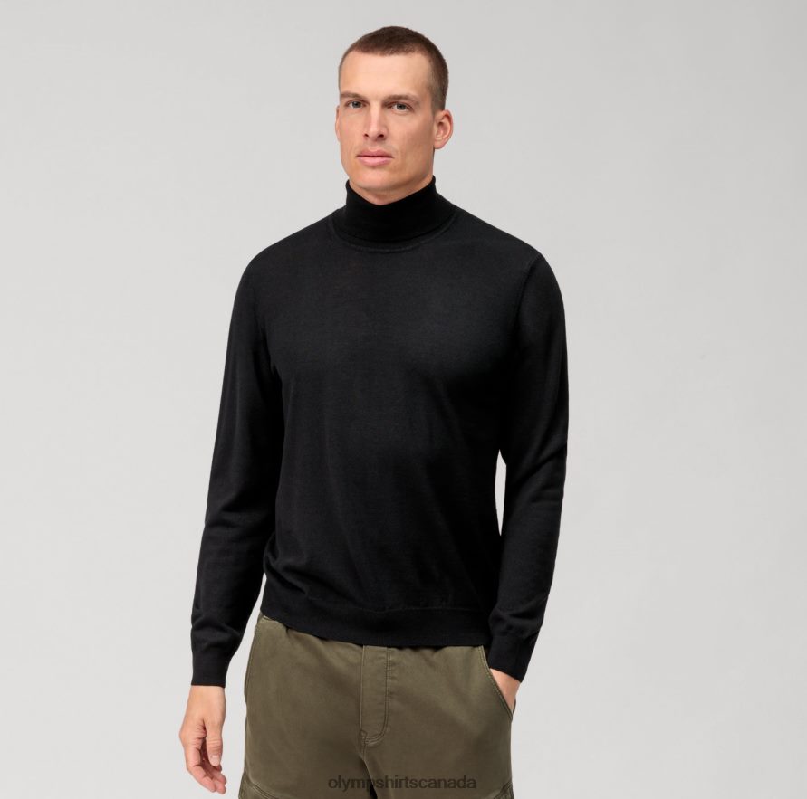 OLYMP Casual Knitwear Turtleneck, Black H2P42H1896 Clothing