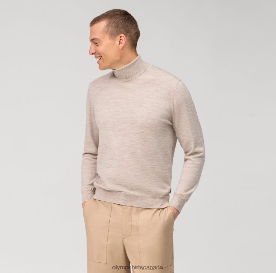 OLYMP Casual Knitwear Turtleneck, Light Beige H2P42H1882 Clothing