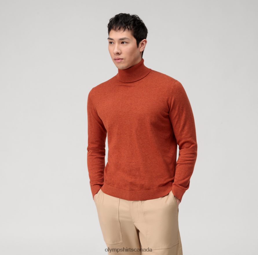 OLYMP Casual Knitwear Turtleneck, Reddish Brown H2P42H1892 Clothing