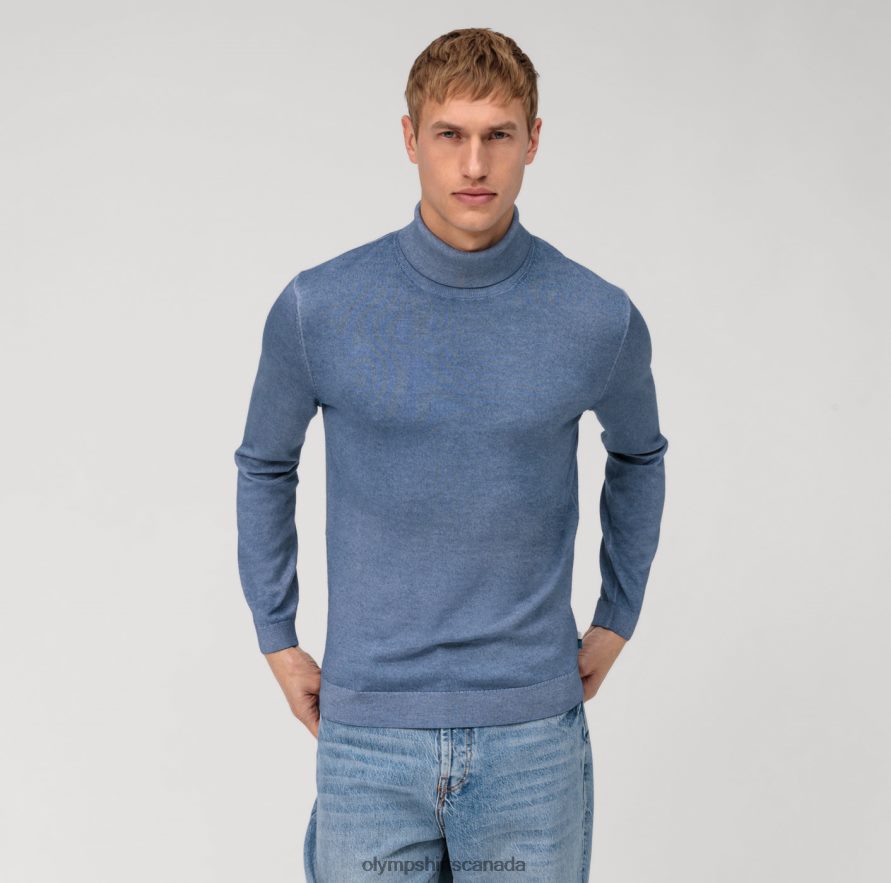 OLYMP Casual Knitwear Turtleneck, Smoke Blue H2P42H1886 Clothing