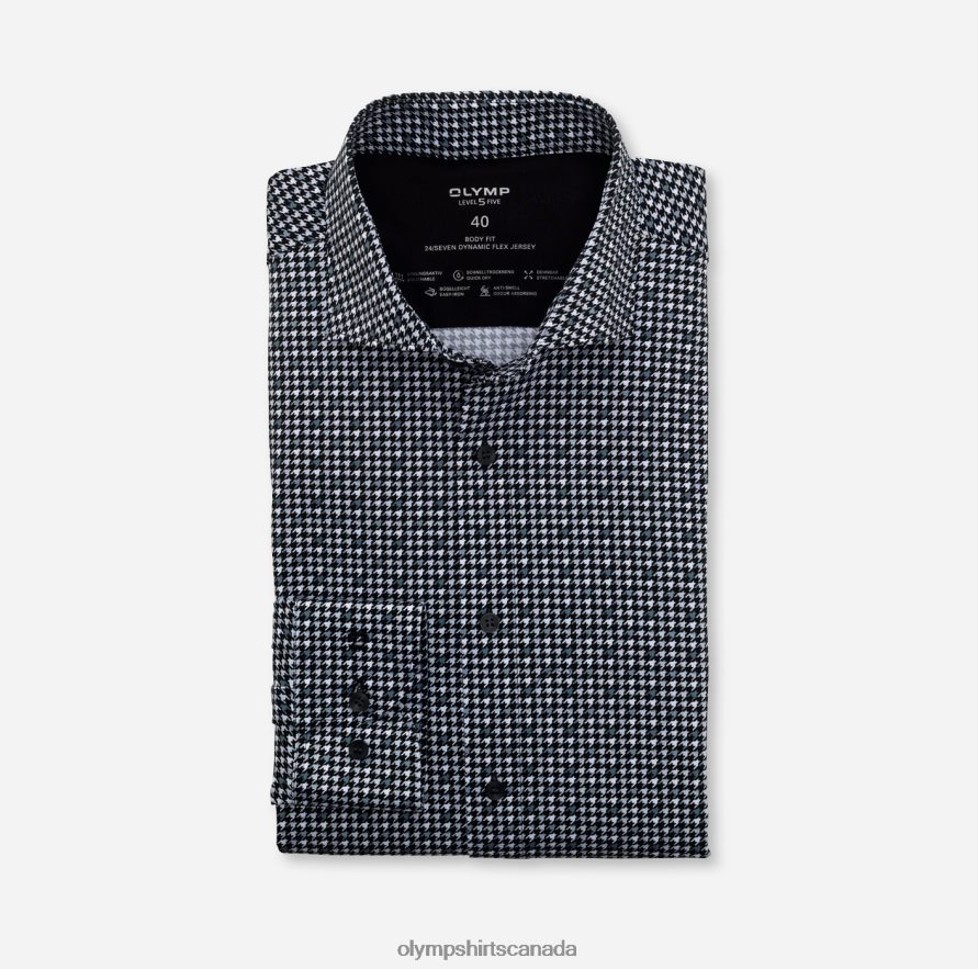 OLYMP Level Five 24/Seven Body Fit, Business Shirt, Kent, Black H2P42H815 Clothing