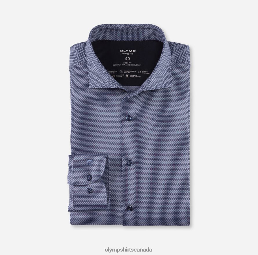 OLYMP Level Five 24/Seven Body Fit, Business Shirt, Kent, Bleu H2P42H756 Clothing