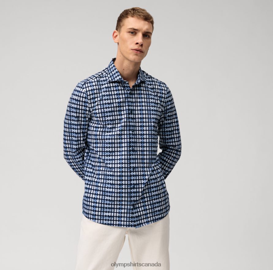 OLYMP Level Five 24/Seven Body Fit, Business Shirt, Kent, Marine H2P42H454 Clothing