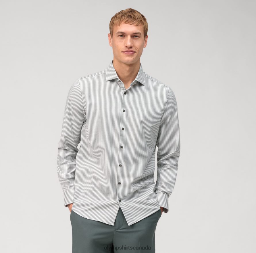 OLYMP Level Five 24/Seven Body Fit, Business Shirt, Kent, Olive H2P42H634 Clothing